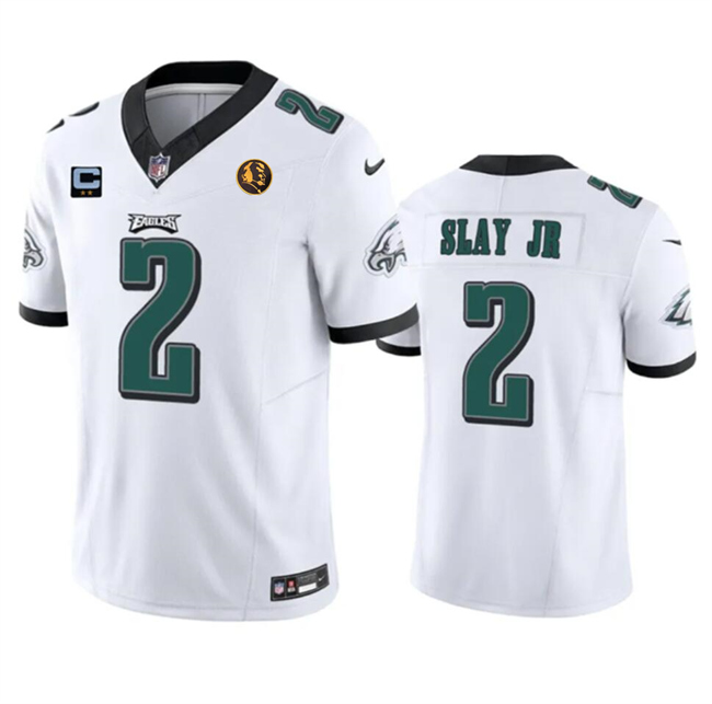 Men's Philadelphia Eagles #2 Darius Slay JR White 2023 F.U.S.E. With 2-star C Patch And John Madden Patch Vapor Limited Football Stitched Jersey